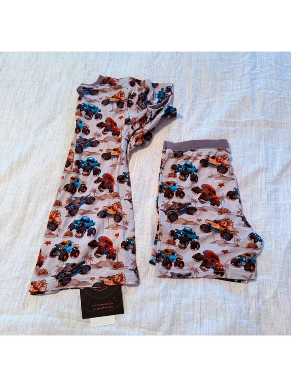 Fletch monster truck coastal chaos short sleeve pajamas